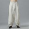 Men's Summer Cotton-Linen Wide-Leg Elastic Waist Pants