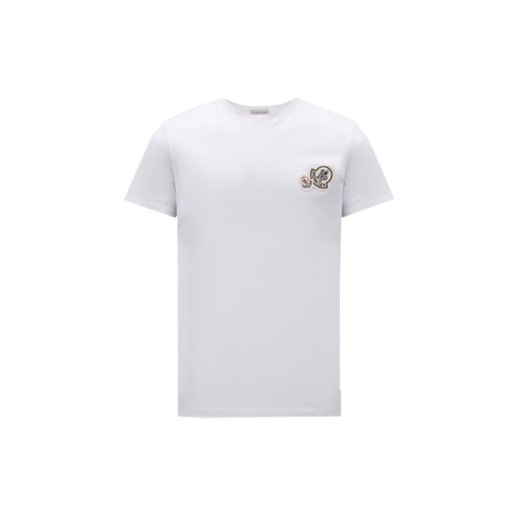 Moncler SS23 Logo Label Casual Pullover Korte Mouw Ronde Hals T-shirt Heren Tops Wit I10918C000588390Y001 M