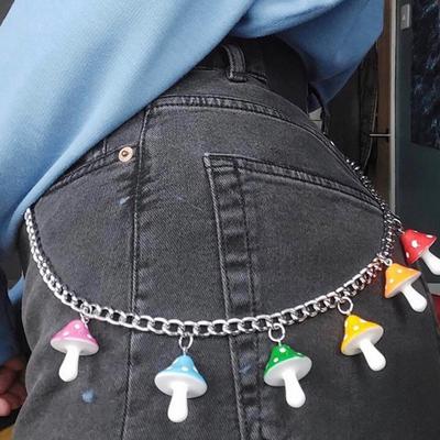 Bel Zinciri Mantar Kolye Dekorasyon Erkek Kadın Hafif Aşınmaya Dayanıklı Pantolon Zinciri