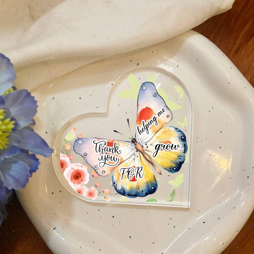 Butterfly Growth Desk Decor. Unique "Thank You for Helping Me Grow" Gift for Teachers & Women.
