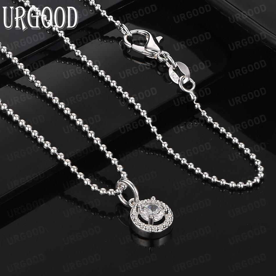 925 Sterling Silver Fashion Jewelry AAA Zircon Pendant Necklace Wedding Gift