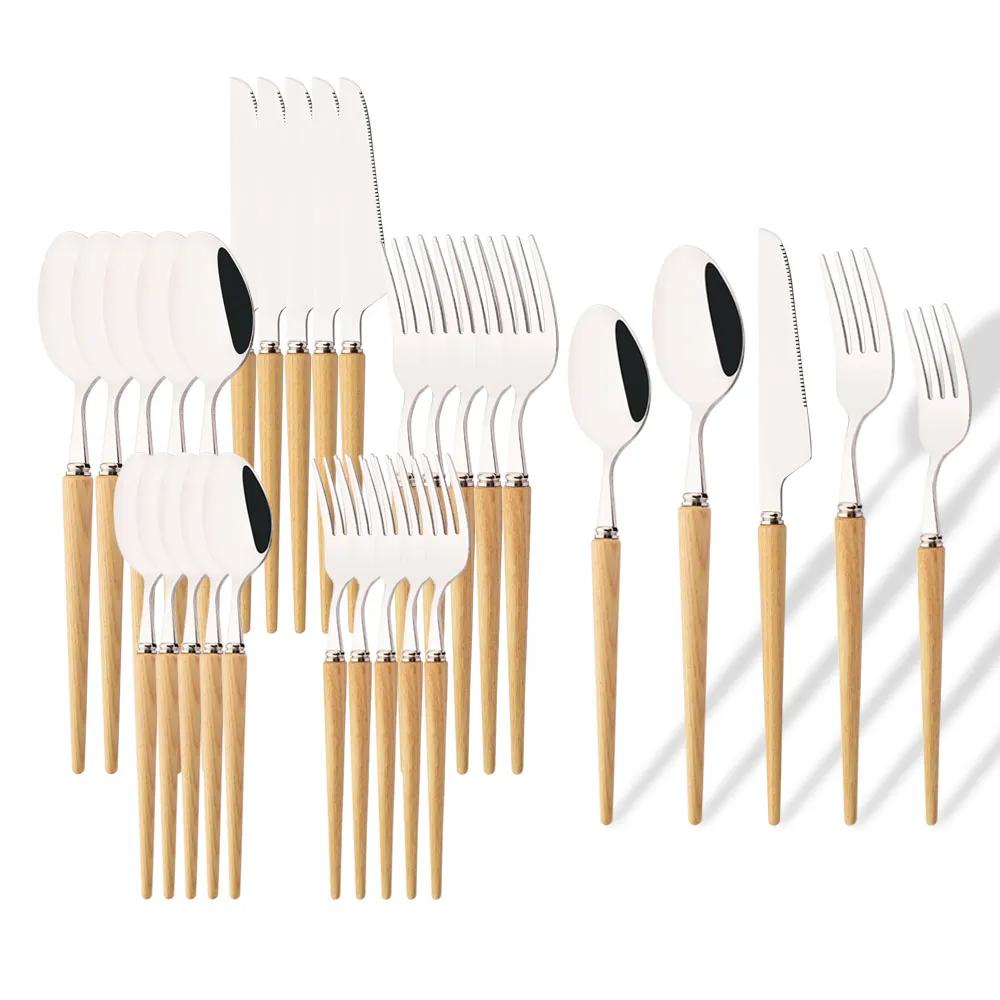 

30Pcs Stainless Steel Tableware Cutlery Set Steak Knife Dessert Fork Spoon Flatware High-end Suitable for Restaurants and Hotel