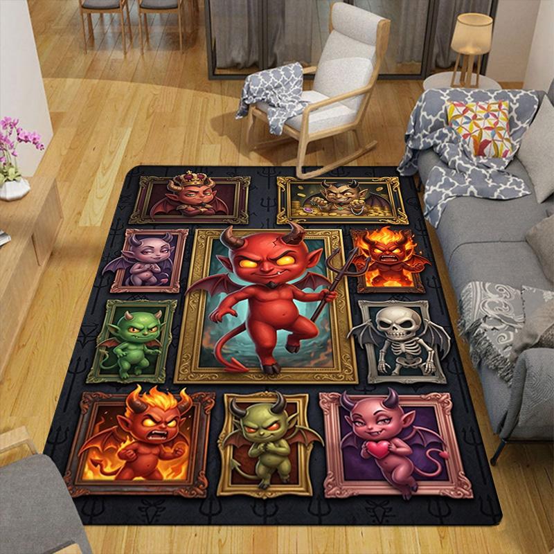 Devil Art Gallery Pattern Rug Floor Mat for Living Room or Bedroom Soft and Comfortable Carpet a Gift for Birthday and Holiday.