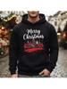 Unisex Merry Christmas Graphic Hoodie, Holiday Letter Print Pullover with Drawstring Hood, Casual Long Sleeve Sweatshirt for Fall