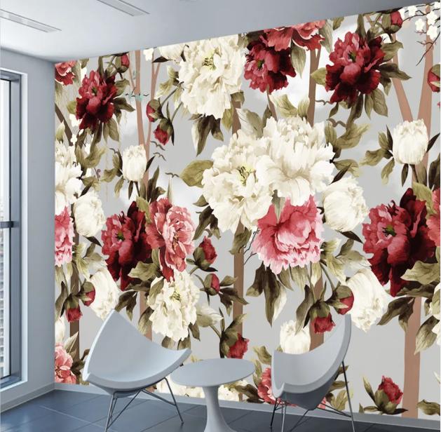 Removable Floral Rose Wall Papers Home Decor Girl Wallpapers For Living Room Creative Home Mural