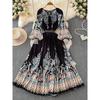 French Style Fancy Palace Style Print Dress Women's Autumn and Winter Lantern Sleeve Stylish Small Super Fairy Long Dress