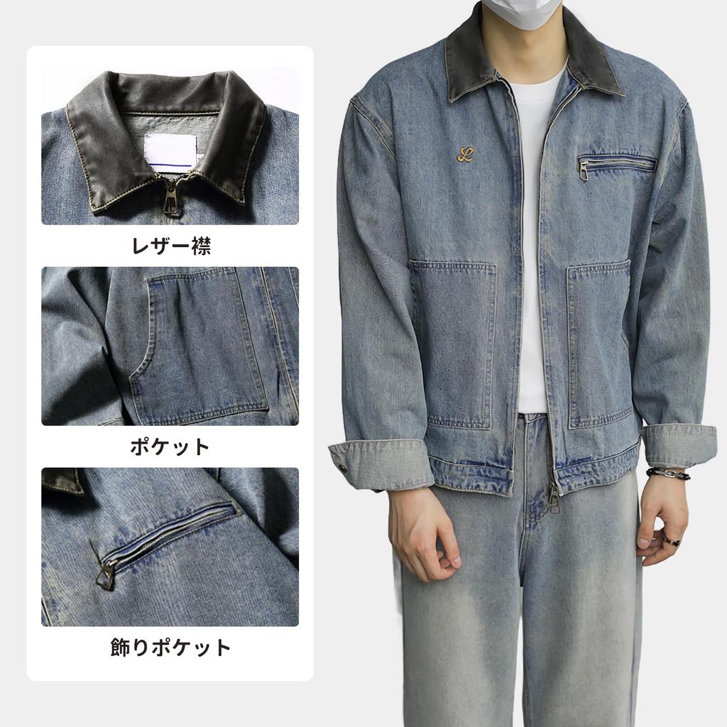 Maytopia Denim Denim Denim Blouson for Men and Distressed Denim JK7007 Jacket, Jacket, Blouson, Women, Material, Winter/Autumn Wear, (JP, Alphabet,
