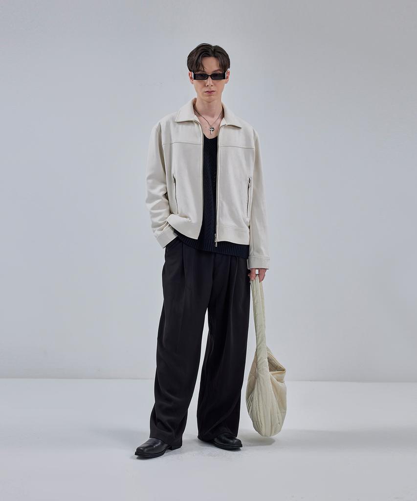 Ironyporno Whiteline 86-Iro237 Biker Collar Suede Jacket Ivory