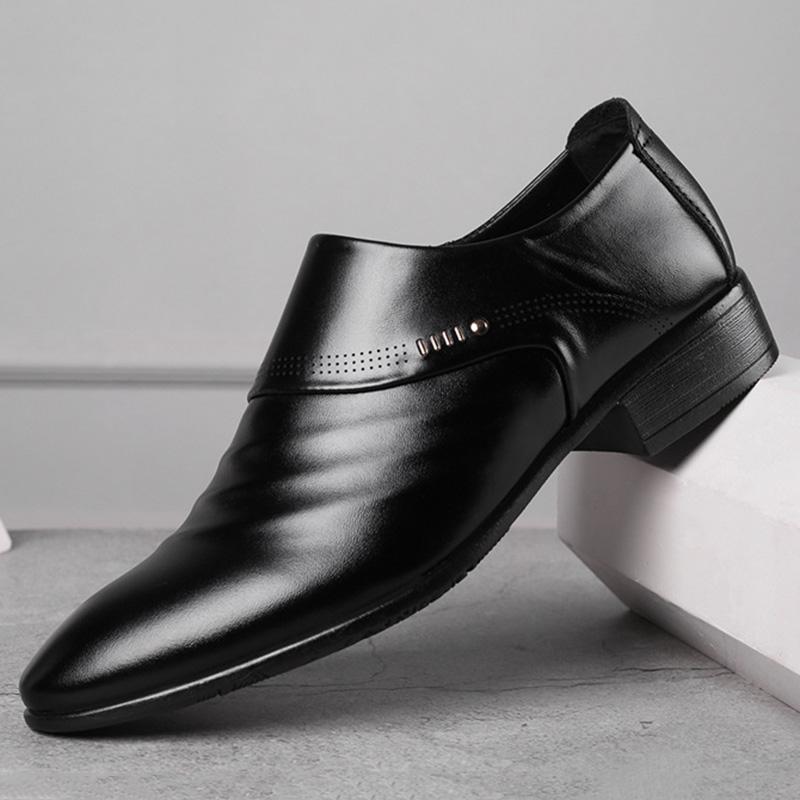 

Модные мужские кожаные туфли, деловые, повседневные, формальные, сандалии с мягкой подошвой и нескользящей подошвой, летние, черные кожаные туфли, роскошная обувь 42