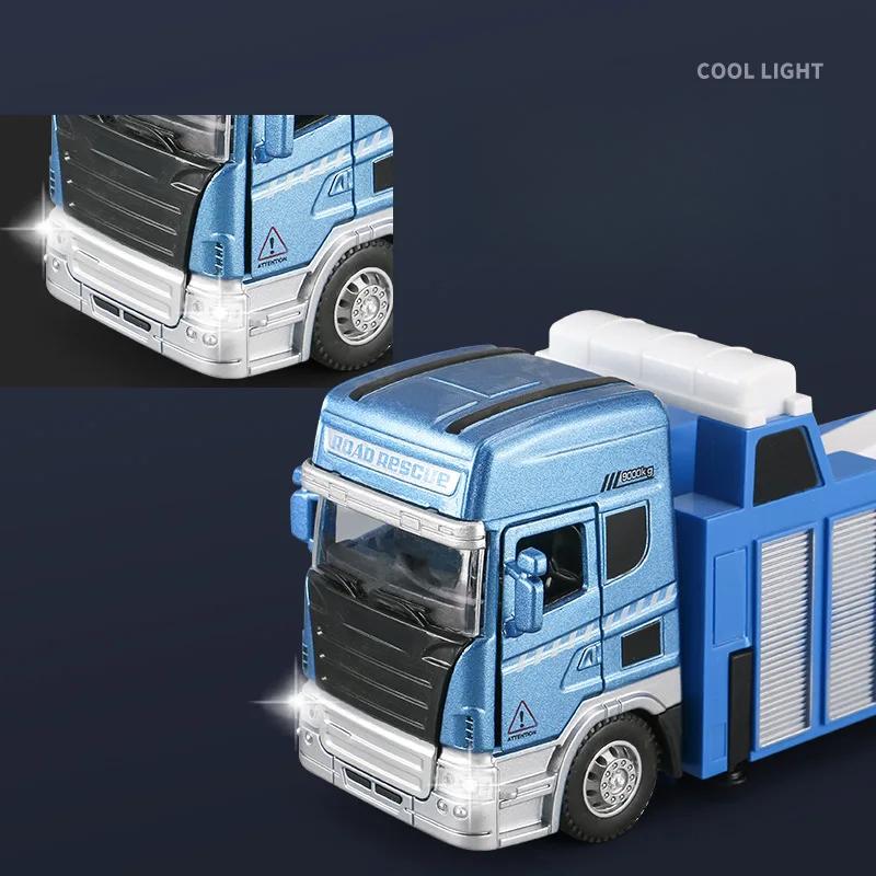 136 Die Cast Alloy Engineering Car Model Playset Simulation Fire Game Rescue Tower Car Echo Sound Light Kids Birthday Gift B158