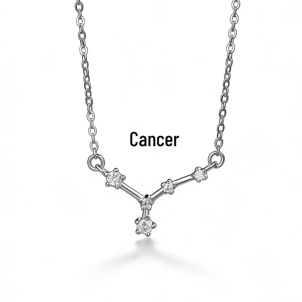 S925 Sterling Silver Zodiac Necklace for Women - High-End, Versatile Clavicle Chain Jewelry