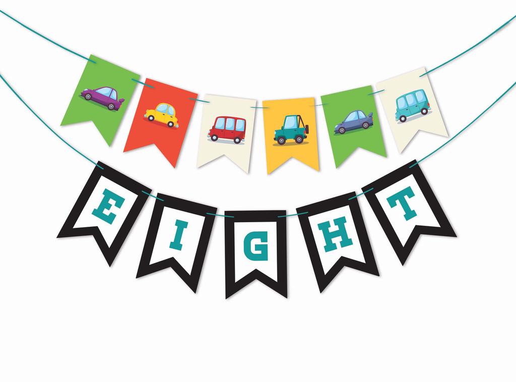 Inkdotpot Birthday Party Decorations Happy Birthday Party Garland Baby Boy Or Girl Car Gender Neutral Pennant Banner
