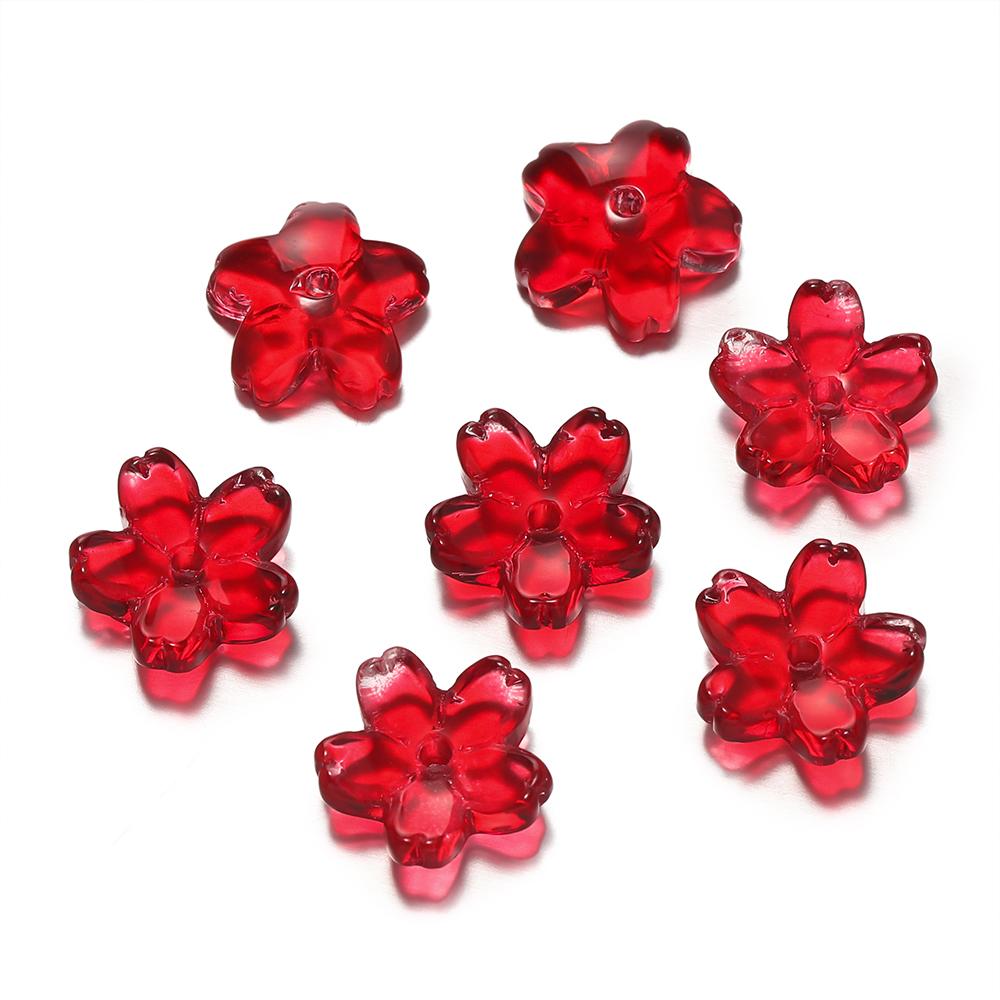 10Pcs/lot Glass Gradient Beads Cherry Blossom Scattered Beads Handcrafted DIY Production Jewelry Craft  Bracelet Accessories