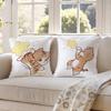 Cute Cat Athlete Childlike Heart Pillow Case Anti-dustmite Pillowcase Invisible Zipper Silky Short Plush Sofa Cushion Cover