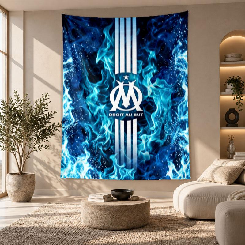 Decorative Tapestry,Olympique Lyonnais FC Printed Wall Art, Lightweight Wall Hanging For Bedroom Background