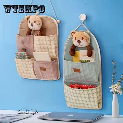 Multi-pocket Lovely Fabric Sundry Storage Bag Dormitory Door Back Wall Hanging Bag Cell Phone Key Storage Hanging Bag Home Organizer
