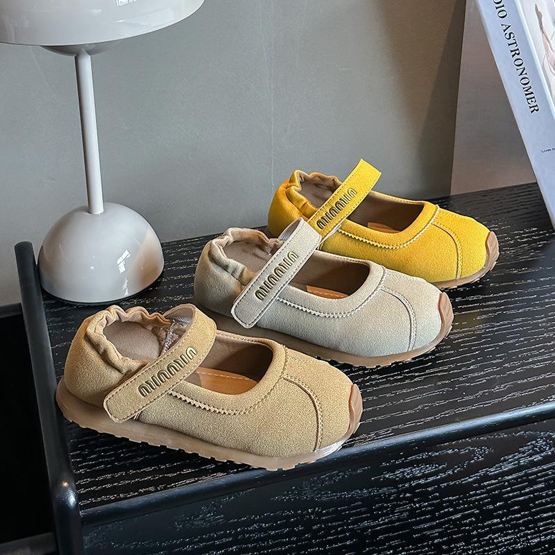 Children's Shoes 2025 Spring Women's Models Medium and Small Children's Round Head Single Shoes Burst Fashion Flat Shoes Versatile Retro Korean Vers