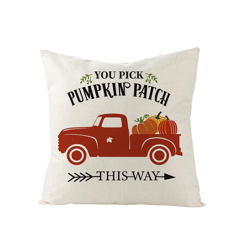 Thanksgiving Pillowcase New Autumn Pumpkin Polyester Peach Skin Printed Sofa Pillow