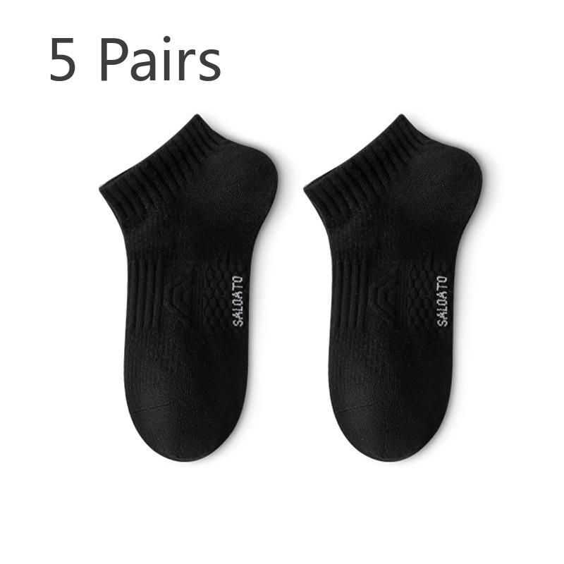 

5 Pairs of Men s Spring and Autumn Pure Cotton Running and Basketball Mid Calf Socks 5 Pairs чёрный