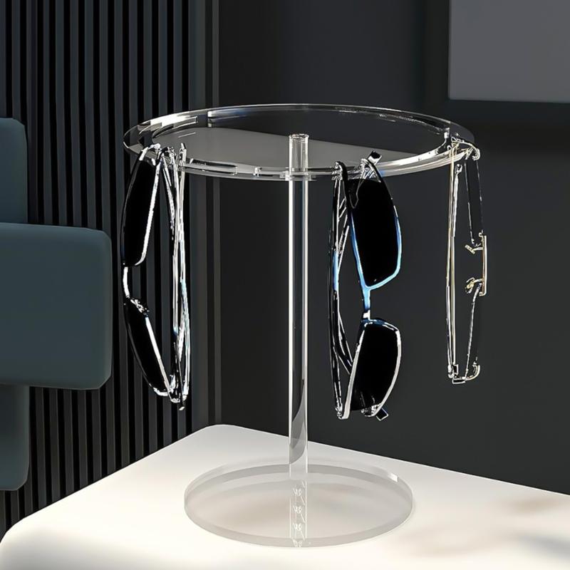 Round Eyewear Stand Glasses Storage Rack Transparent Rotatable Sunglasses Display Stand Eyeglasses Organizer for Desk