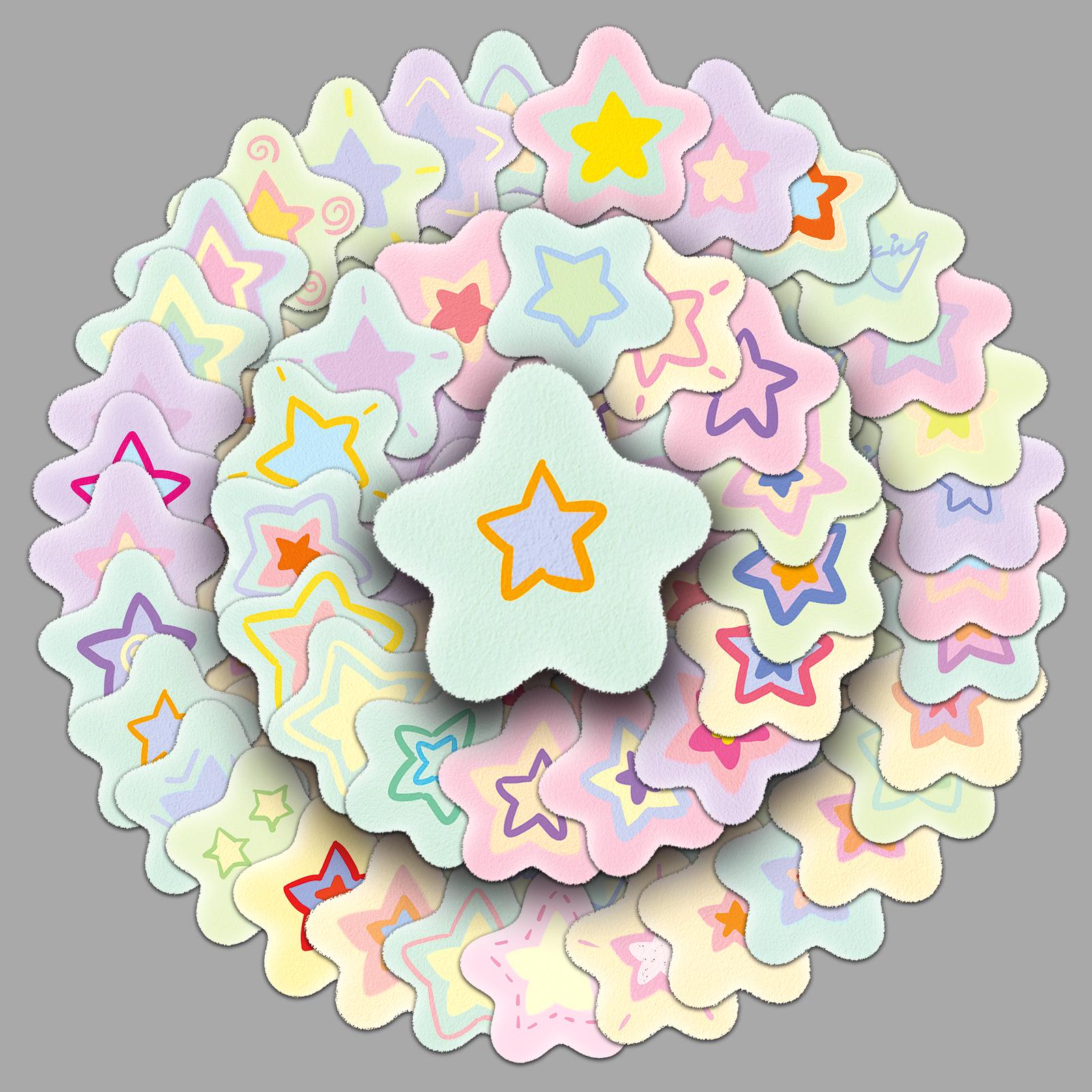 

50 Cute Cartoon Star Graffiti Stickers - Waterproof, Decorative for Journal, Phone Case, Photo Album