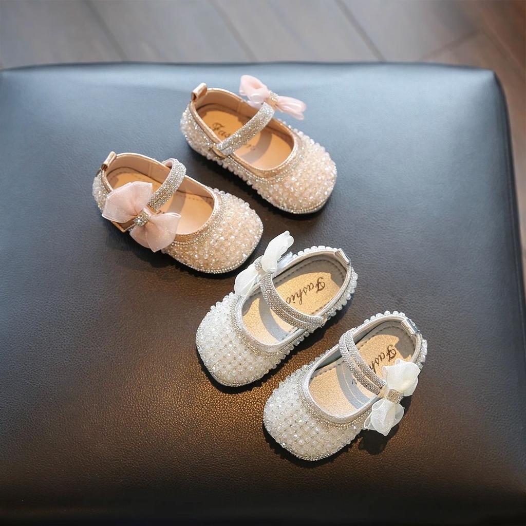 Summer Girl Child Year Old Single Shoes Leather Shoes Princess Shoes 1 Year Old Baby Crystal Shoes 2025 New Shining Spring and Autumn