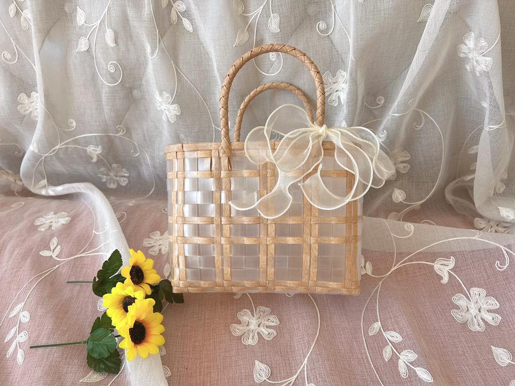 Brautjungfern-Souvenir-Tasche: Geflochtene Gelee Strandhandtasche Korb für den Urlaub