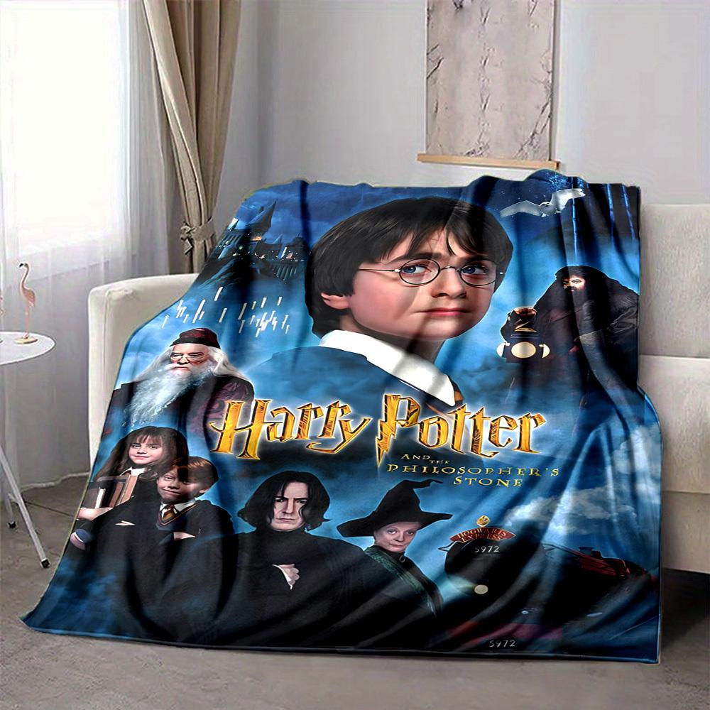 1pc Harry Potter Flannel Throw Blanket - HD Printed Lightweight Soft Warm All-Season Blanket for Sofa, Bed, Travel, Camping 060
