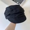 Retro Yamamoto style thin breathable washed linen pleated design octagonal hat temperament show face small equestrian hat