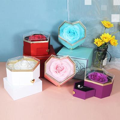 1PC Gift Packaging Boxes Wife Heart Shape Wedding Plastic+Paper Organizer Storage Bag Ring Jewelry Box Decoration