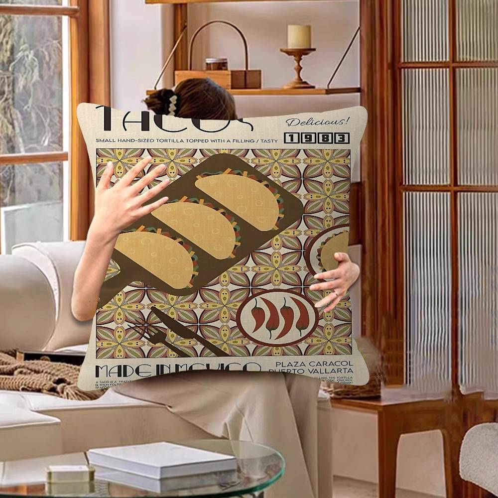 Japanese Foods Whitepaper Pillow Gift Home Office Decoration Bedroom Sofa Car Cushion Cover Case 45X45