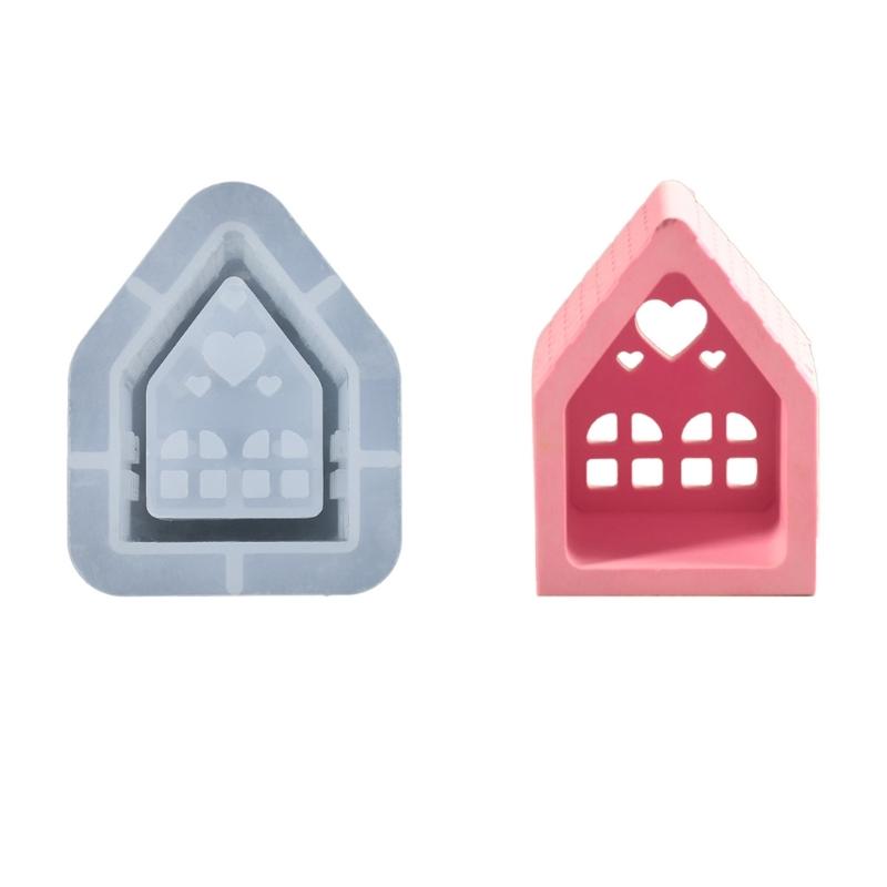Heart House Resin Molds Silicone Candle Holder Molds Plaster Silicone Molds for Epoxy Resin, Home Decorations 1