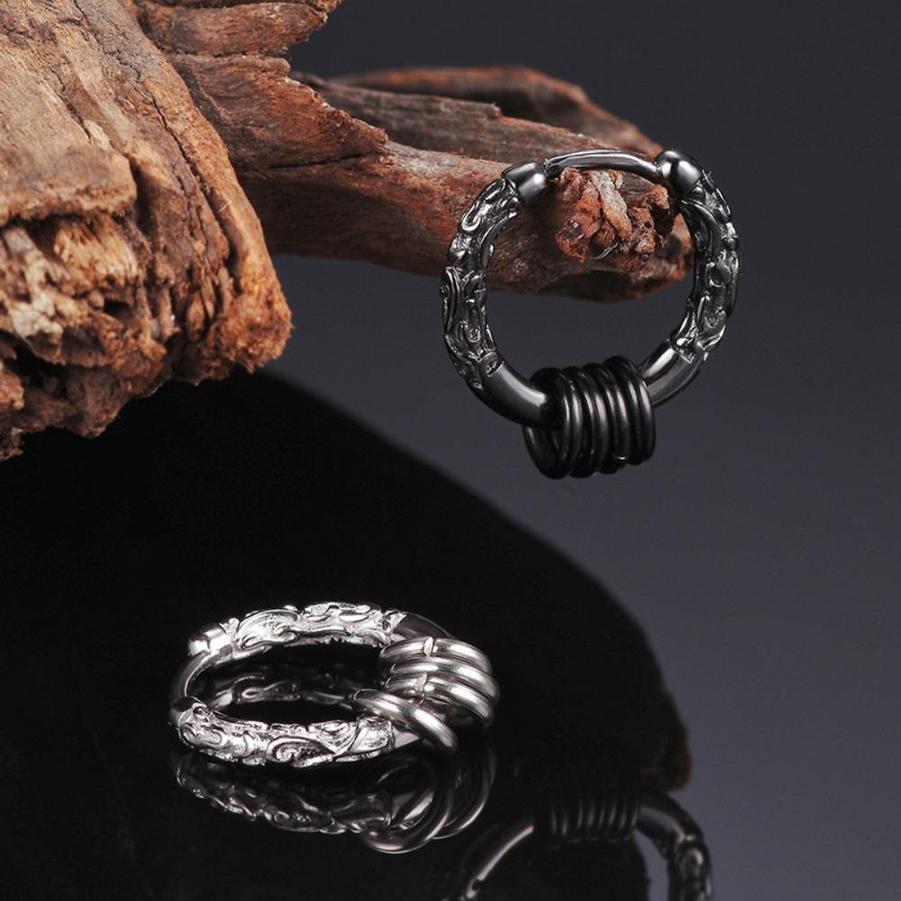 Silver Plated Earrings for Men Black Gold Hoop Stylish Hip Hop Jewelry Unisex Fashion Accessories