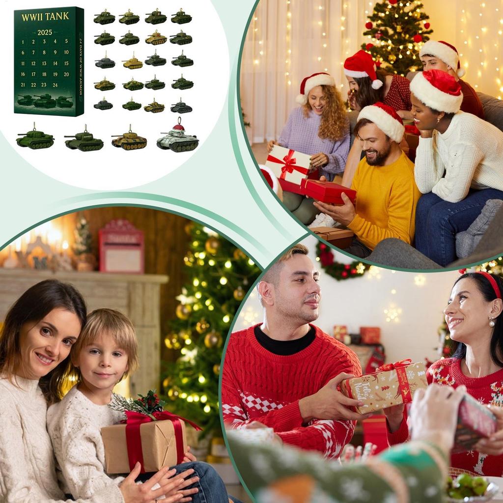 Calendar numărătoare inversă de Crăciun 24 de zile Model rezervor pom de Crăciun Cadou An Nou Xmas Calendar ornament rezervor iconic Advent