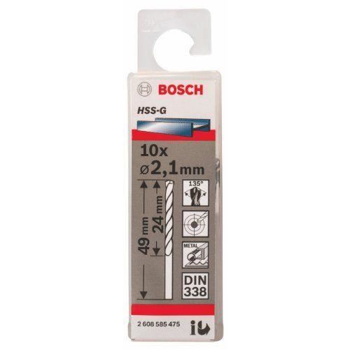 Bosch Foret à métaux HSS-G standard DIN 338 2,1 mm 10 pièces - 2608585475