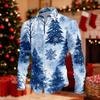 Men's Casual Long Sleeve Shirt with Christmas Print for Spring and Daily Wear
