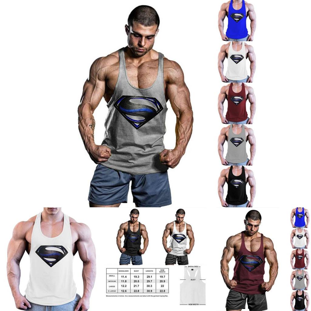 Premium Quality Men Bodybuilding Tank Top Muscle T-shirt With 3d Superman Design