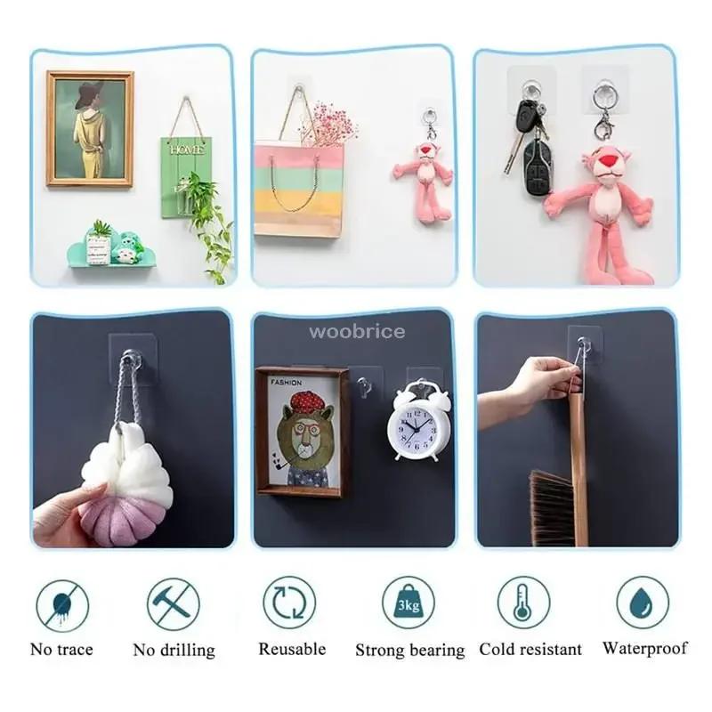 Strong Adhesive Wall Hook Without Piercing Picture Hanger Self-adhesive Wall Hangers Without Holes for Frame Poster Photo Clock