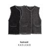 2025 Spring Women's Tassel Sesame Dot Knitted Vest - European & American Style, Single-Breasted with Pockets