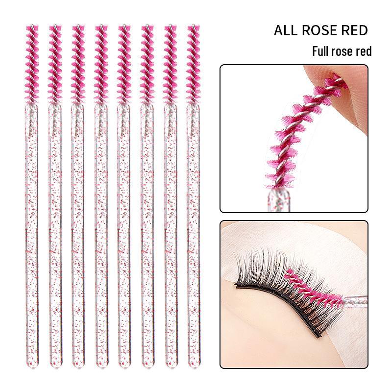 50-Pack Crystal Rod Eyelash Brushes & Curler Kit: Straight Head Brush, Spiral Tool & Eyebrow Comb