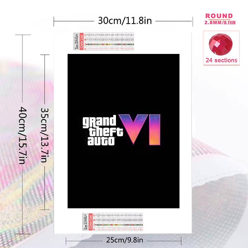 GTA6 100% Round Full Drill 5D DIY Diamond Painting Embroidery Cross Stitch Rhinestone Décor