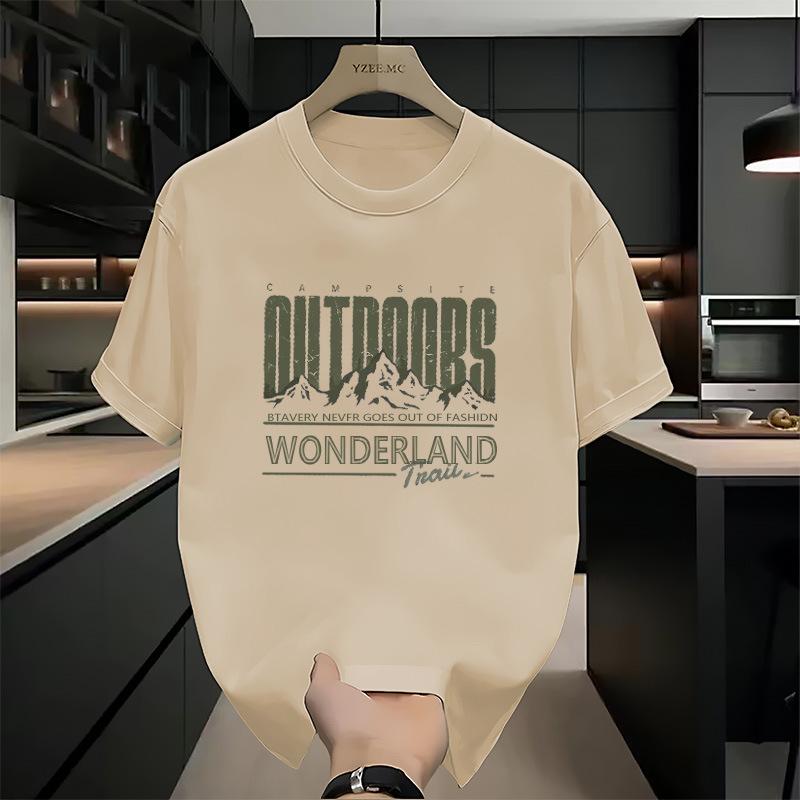 100% Pure Cotton 2025 Summer New Japanese Short Sleeved T-shirt for Men, Retro and Trendy Printed Round Neck Half Sleeved Student