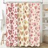 Love-Themed Shower Curtain With Heart Designs Waterproof Fabric Bathroom Decor For Couples Gift Ideas In Pink And Gold Colors