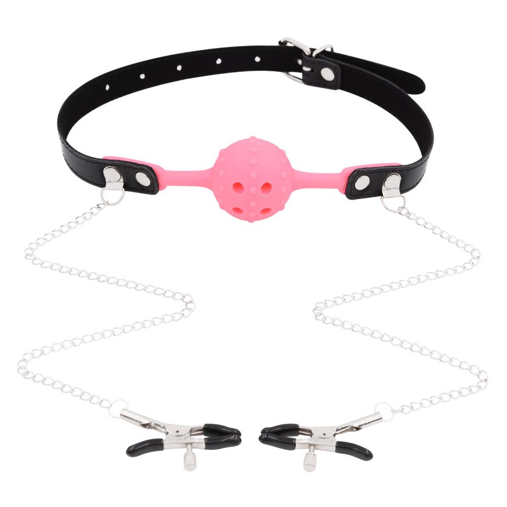 SM Training Props Silicone Mouth Ball Ball Gag Sexy Nipple Clamp Men and Women Bondage and Discipline Adult Sex Product