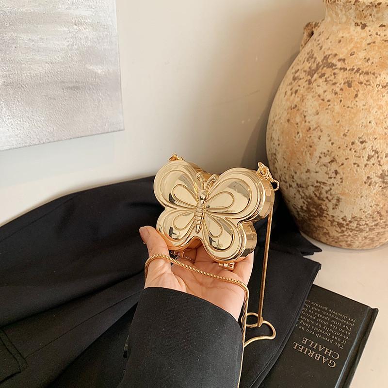 Stylish Mini Butterfly Bag With Chain Shoulder Strap For Trendy Street Fashion золотой