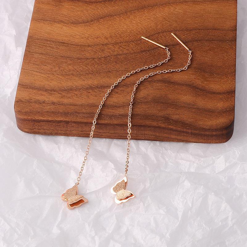 2020 Cercei Trendy cu Ciucure Lung și Fluture: Oțel Titan la Modă cu un Design Subțiere