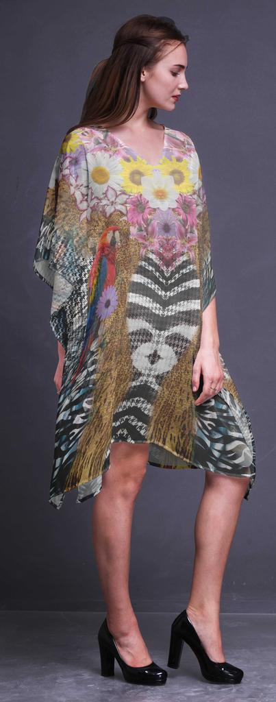 Phagun Damen Kaftan Urlaubs-Loungewear Midi-Kleid Strandüberwurf-4X-5X