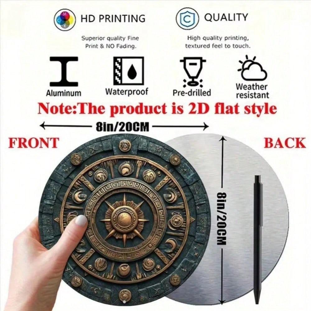 Elegant Sun Moon Metal Wall Art 8x8 Inch Round Shield Decor For Home Office Living Room Gift
