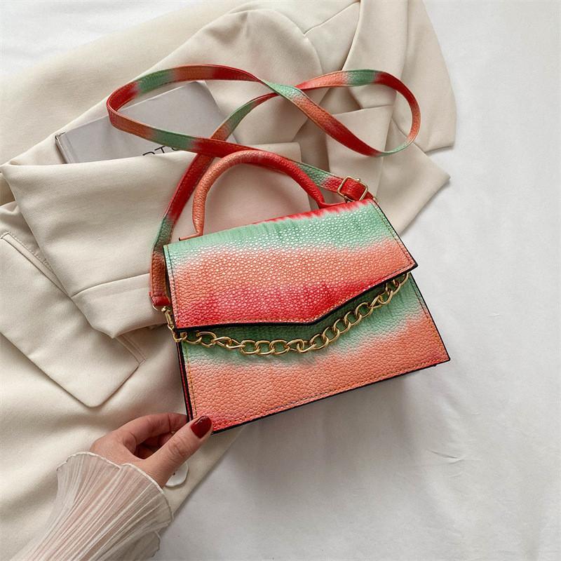 Stylish Street Style Pu Material Small Handbag Chain Detail Shoulder Bag Women s Fashionable Crossbody Bag красный