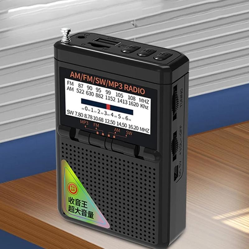 Portable Full Band Radio MINI FM/AM/SW Receiver TF Card/USB MP3 Music Player with 3.5mm Jack High Sensitivity Radio